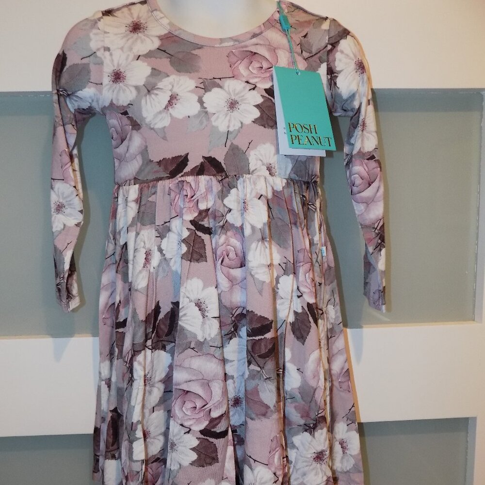 Posh Peanut Nikki LS Floral Print Twirl Dress Size 2T Girl's NEW